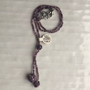 3 Ball Dangle Lavender Hand Beaded Necklace